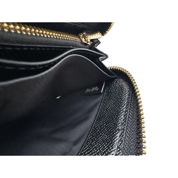 Coach Pebble Leather Zip Around Black Large Wallet Logo - Picture 7 of 9